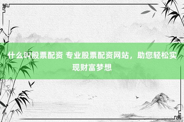 什么叫股票配资 专业股票配资网站，助您轻松实现财富梦想